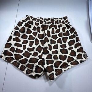 D15.14 Soffe Women’s Sz S shorts, animal print brown and cream color.